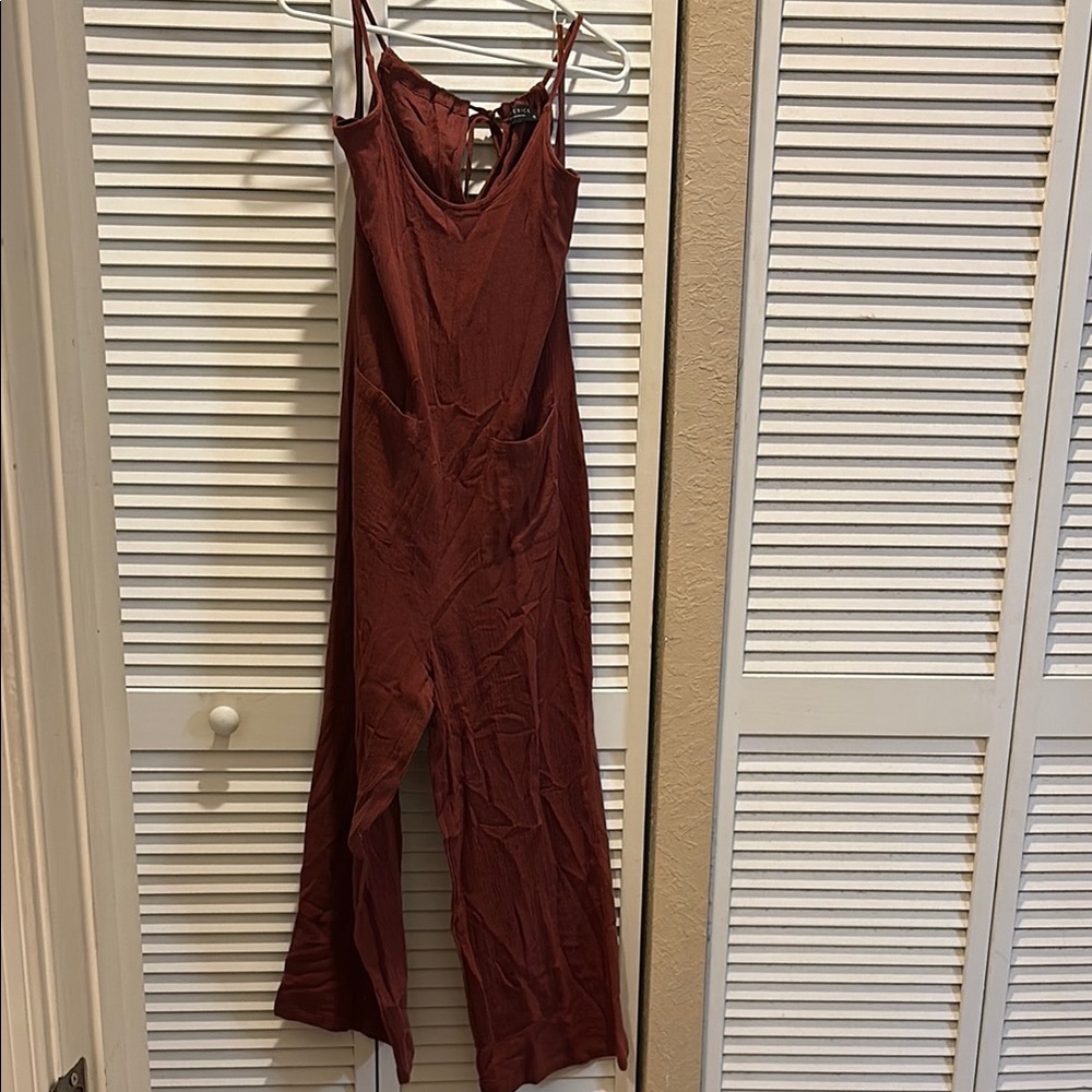 Rust Red Sleeveless Jumpsuit